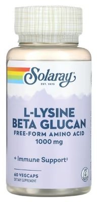 Solaray L-Lysine Beta Glucan 1,000 mg 60 рослинних капсул SOR-04861 фото