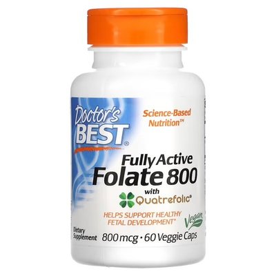 Doctor's Best Folate 800 with Quatrefolic 800 mcg 60 вегетаріанських капсул DRB-0458 фото