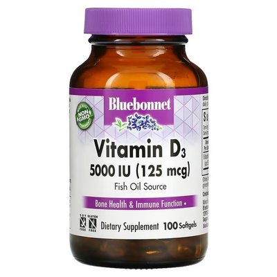 Bluebonnet Vitamin D3 125 mcg (5,000 IU) 100 капсул BLB-00321 фото