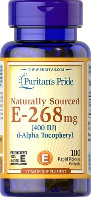 Puritan's Pride Vitamin E-400 iu Naturally Sourced 100 капс. 0540 фото