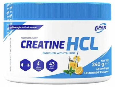 6Pak Nutrition Creatine HCL - 240g, Лимон 01987 фото