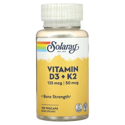 Solaray Vitamin D3 + K2 120 рослинних капсул SOR-57445 фото