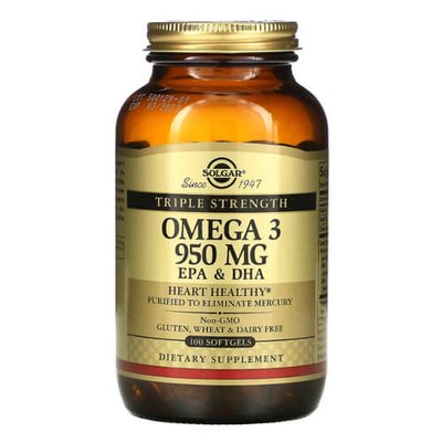 Solgar Triple Strength Omega-3 950 mg EPA & DHA 100 капсул 1833 фото