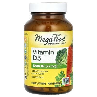 MegaFood Vitamin D3 25 mcg (1,000 IU) 60 таблеток MGF-10114 фото