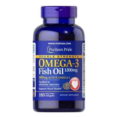 Puritan's Pride Double Strength Omega-3 Fish Oil 1200 mg 180 капс 17132 фото