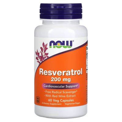 NOW Resveratrol 200 mg 60 Veg капсул 1905 фото