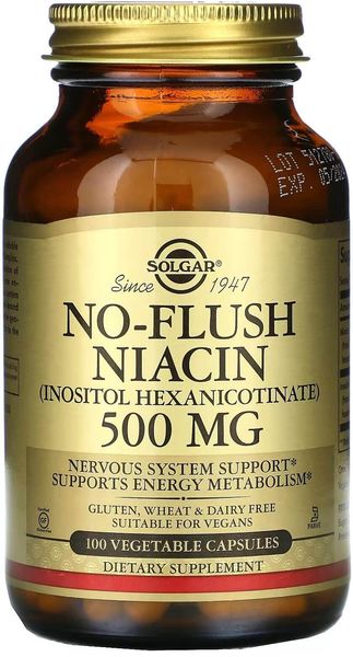 Solgar No-Flush Niacin 500 мг 100 капсул SOL-01911 фото