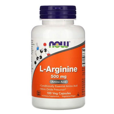 NOW L-Arginine 500 mg 100 капсул 01479 фото