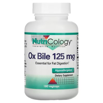 Nutricology Ox Bile 125 mg 180 рослинних капсул ARG-56370 фото