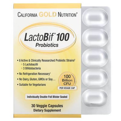 California Gold Nutrition LactoBif Probiotics 100 Billion CFU 30 Капсул 01931 фото