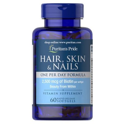 Puritan's Pride Hair, Skin Nails One Per Day Formula 60 капсул 267 фото