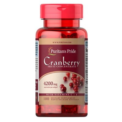 Puritan's Pride Cranberry Fruit Concentrate with C + E 4200 mg 100 капс 04360 фото