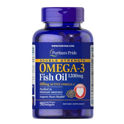 Puritan's Pride Double Strength Omega-3 Fish Oil 1200 mg 90 капс 17131 фото