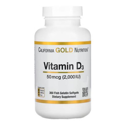 California Gold Nutrition Vitamin D3 2000 IU 360 капсул 1656 фото