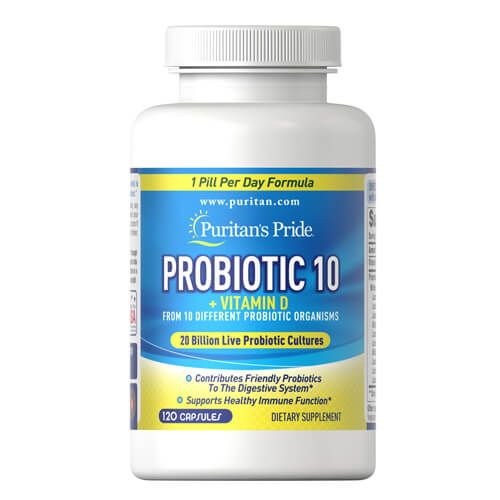 Puritan's Pride Probiotic 10 with Vitamin D 120 капс 72135 фото