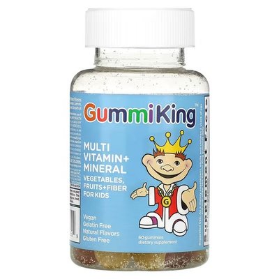 GummiKing Multi Vitamin + Mineral + Fiber For Kids 60 жувальних цукерок GUM-0050 фото