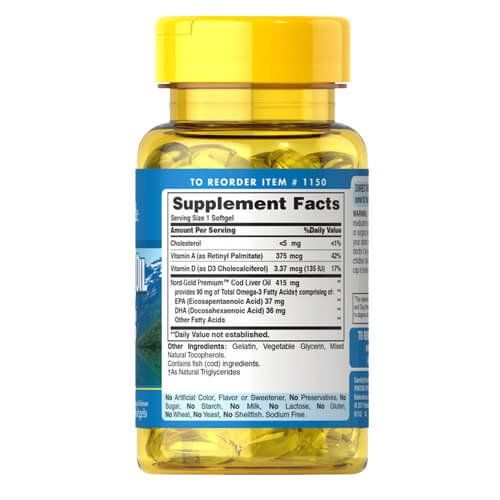 Puritan's Pride Cod Liver Oil 415 mg 100 капс 01150 фото