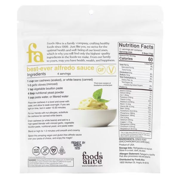 Foods Alive Nutritional Yeast 170 g FDA-00047 фото