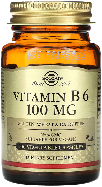 Solgar Vitamin B6 100 мг 100 капсул SOL-03110 фото