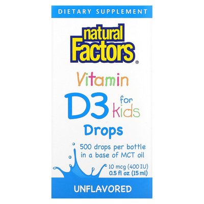 Natural Factors Vitamin D3 Drops for Kids 400 IU 15 ml NFS-01058 фото