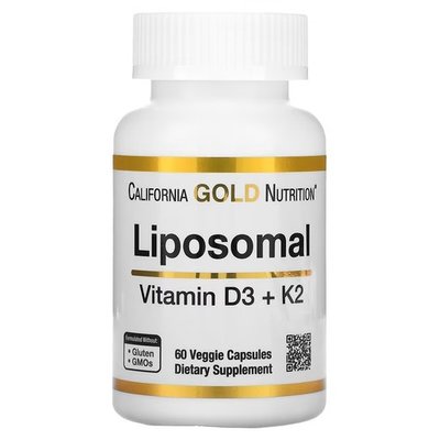 California Gold Nutrition Liposomal Vitamin K2+ D3 60 капсул CGN-01875 фото
