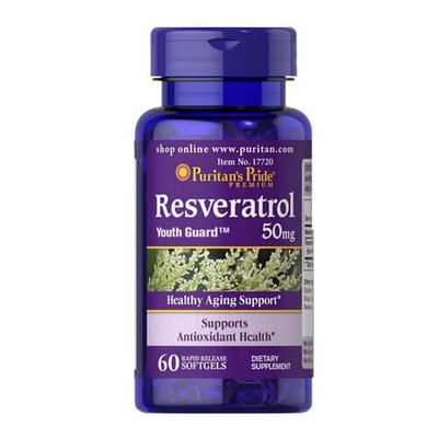 Puritan's Pride Resveratrol 50 mg 60 рідких капсул 1156 фото