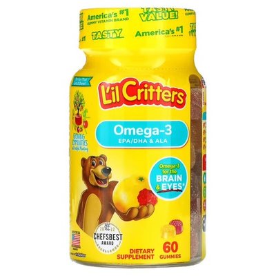 L'il Critters Omega-3 Raspberry-Lemonade 60 жувальних цукерок LIL-001426 фото