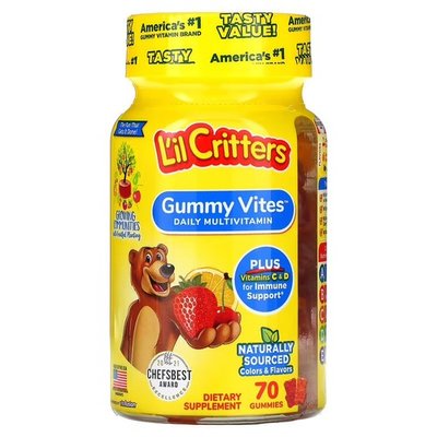 L'il Critters Gummy Vites Daily Multivitamin 70 жувальних цукерок LIL-0623 фото