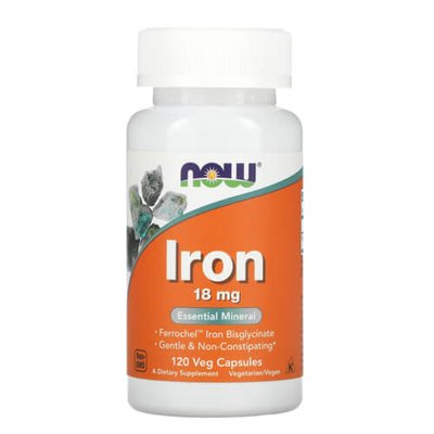 NOW Iron 18 mg 120 рослинних капсул 1518 фото