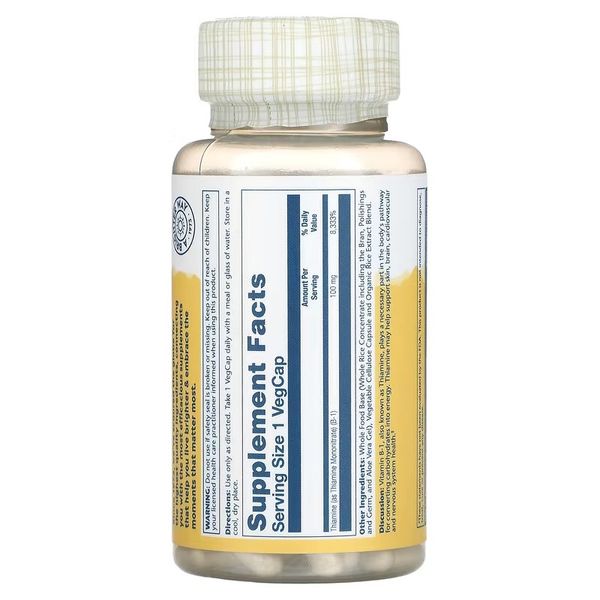 Solaray Vitamin B-1 100 mg 100 капсул SOR-04325 фото