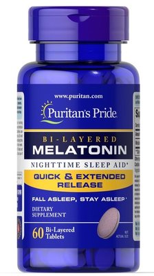 Puritan's Pride Melatonin Bi-Layered 5 mg 60 таблеток 53098 фото