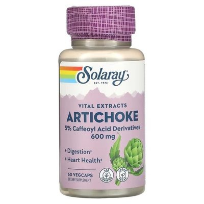 Solaray Artichoke Leaf Extract 300mg 60 рослинних капсул SOR-03080 фото