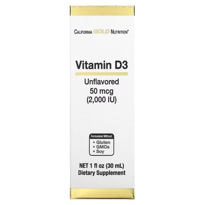 California Gold Nutrition Vitamin D3 2,000 IU 30 ml CGN-02115 фото