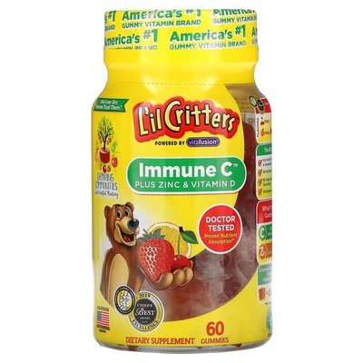 L'il Critters Immune C Plus Zinc & Vitamin D 60 жувальних цукерок LIL-00603 фото