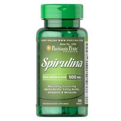 Puritan's Pride Spirulina 500 mg 100 таб. 03286 фото