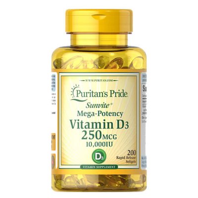 Puritan's Pride Vitamin D3 10,000 IU 200 капсул 17247 фото