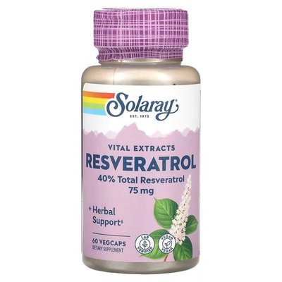 Solaray Resveratrol 75 mg 60 рослинних капсул SOR-10348 фото