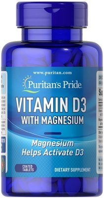Puritan's Pride Vitamin D3 With Magnesium 60 таблеток 26215 фото