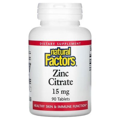 Natural Factors Zinc Citrate 15 mg 90 таблеток NFS-1678 фото