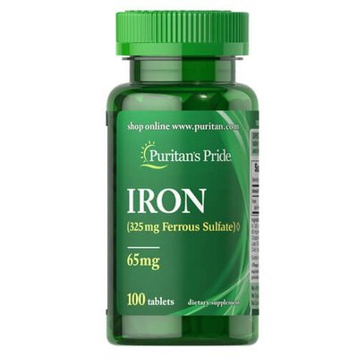 Puritan's Pride Iron Ferrous Sulfate 65 mg 100 таб. 759 фото