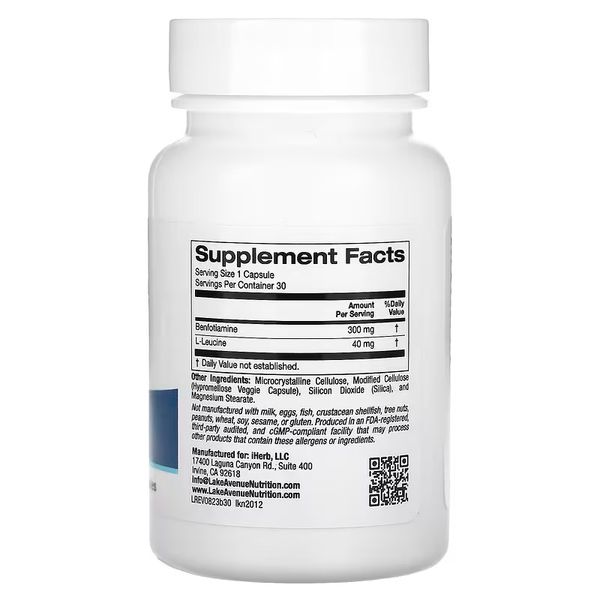 LAN Benfotiamine 300 mg 30 рослинних капсул LKN-02012 фото