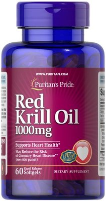 Puritan's Pride Red Krill Oil 1000 mg (170 mg Active Omega-3) 60 капсул 29545 фото