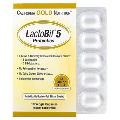 California Gold Nutrition LactoBif Probiotics 5 Billion CFU 10 капсул CGN-0964 фото