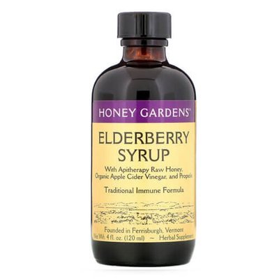 Honey Gardens Elderberry Syrup with Apitherapy Raw Honey Propolis and Elderberries 120 ml 01000 фото