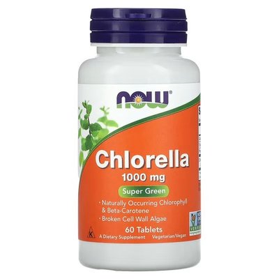 NOW Chlorella 1,000 mg 60 таблеток 2053 фото