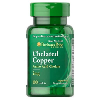 Puritan's Pride Copper Chelate 2 mg 100 таб. 01330 фото