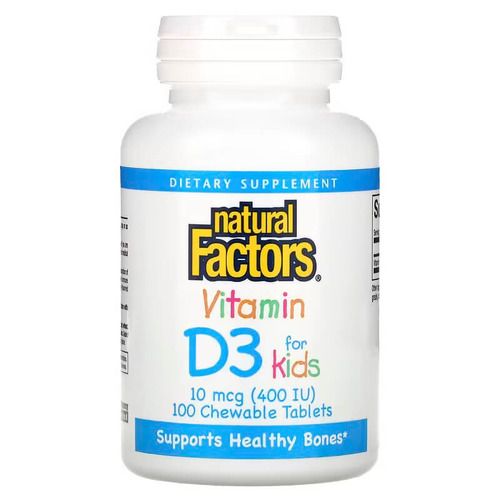 Natural Factors Vitamin D3 for Kids 10 mcg (400 IU) 100 жувальних таблеток NFS-01059 фото
