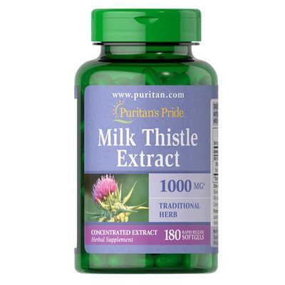 Puritan's Pride Milk Thistle 4:1 Extract 1000 mg (Silymarin) 180 капс 001946 фото