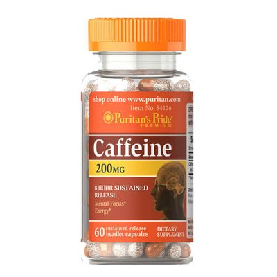 Puritan's Pride Caffeine 200 mg 60 капсул 54126 фото