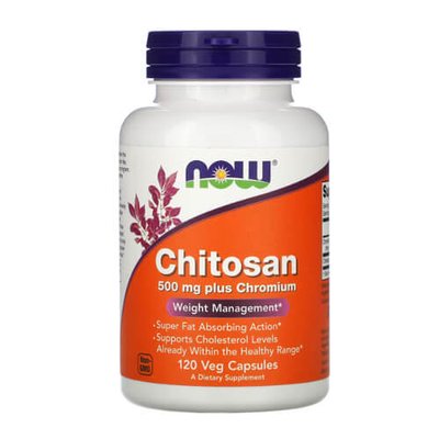 NOW Chitosan Plus Chromium 500 mg 120 капсул NOW-02025 фото